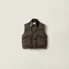 Miu Miu Technical Pongé Down Vest In Green