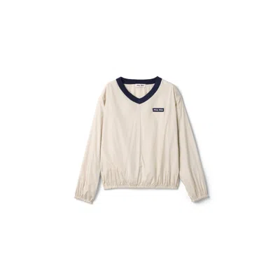 Miu Miu Technical Pongé Sweatshirt In Neutral