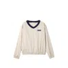 Miu Miu Technical Pongé Sweatshirt In Neutral