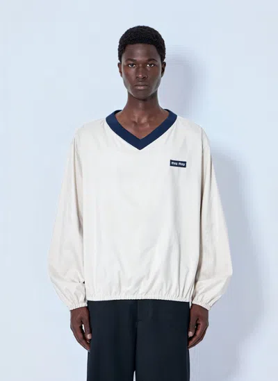 Miu Miu Technical Pongé Sweatshirt In White