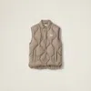 Miu Miu Technical Pongee Down Vest In Clay Grey