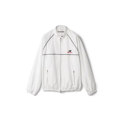 Miu Miu Technical Poplin Blouson Jacket In White