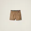 Miu Miu Technical Silk Bermudas In Brown