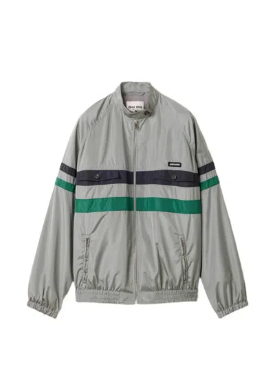 Miu Miu Technical Silk Blouson Jacket In Multi