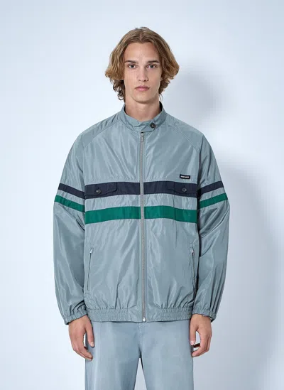 Miu Miu Technical Silk Blouson Jacket In Blue