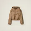 Miu Miu Technical Silk Blouson Jacket In Brown