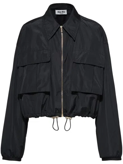 Miu Miu Technical-silk Blouson Jacket In Black