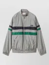 Miu Miu Striped Jacket Front Pockets Elasticated Cuffs In Gray