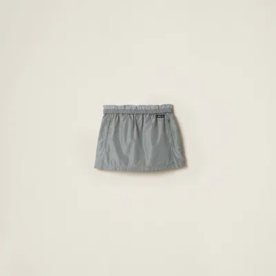Miu Miu Technical Silk Miniskirt In Lead Gray