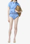 Miu Miu Technical Silk Poplin Briefs In Blue