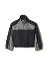 Miu Miu Technical Silk Zipper Blouson Jacket In Blu+piombo