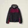 Miu Miu Colorblock Oversized Hooded Track Jacket In Blue/amarena Red