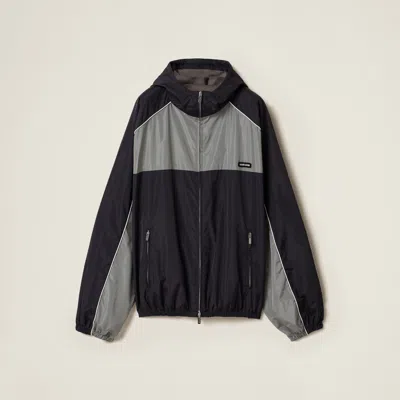 MIU MIU TECHNICAL SILK ZIPPER BLOUSON JACKET