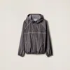 Miu Miu Technical Silk Zipper Blouson Jacket In Gray
