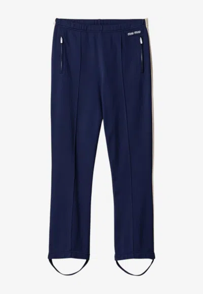 Miu Miu Technical Track Pants In Blue