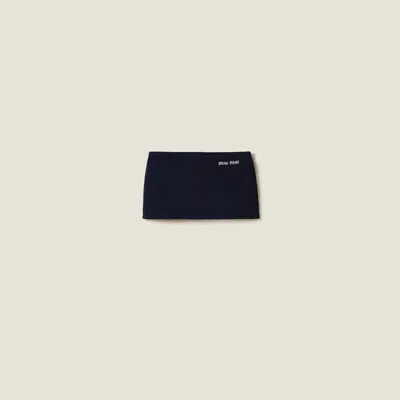 Miu Miu Nylon Miniskirt In Navy