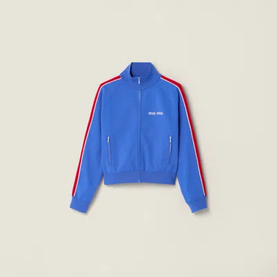 Miu Miu Technical Yarn Zipper Sweatshirt In Multi