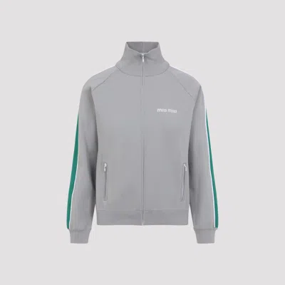 Miu Miu Technical Yarn Zipper Sweatshirt In Multicolour