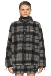 Miu Miu Checked Teddy Jacket In Black