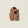 Miu Miu Teddy Down Vest With Technical Pongé In Brown