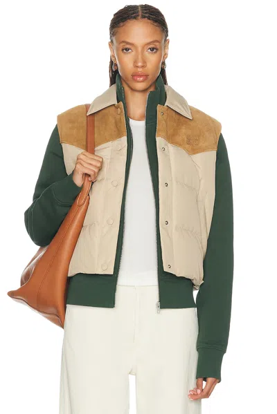 Miu Miu Tela Tec Piumino Pelle Vest In Multi
