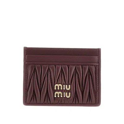 Miu Miu Telassé Nappa Leather Cardholder In Red