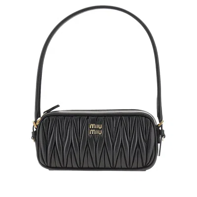 Miu Miu Telassé Nappa Leather Mini Bag In Black