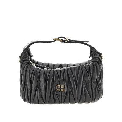 Miu Miu Telassé Nappa Leather Mini Bag In Black