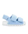 Miu Miu Terry Cloth Touch-strap Sandals In Light Blue