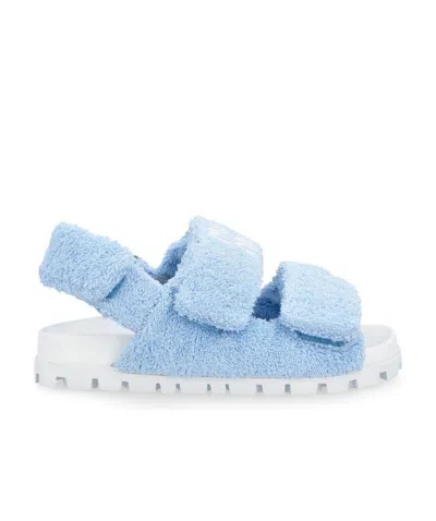 Miu Miu Terry Cloth Sandals In Light Blue