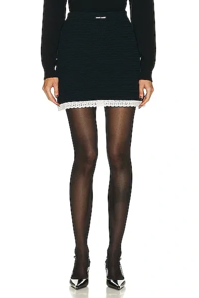 Miu Miu Textured Cotton Skirt In Blu