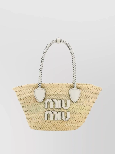 Miu Miu Textured Double Handle Bag In Neutral