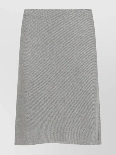 Miu Miu Textured Fabric Skirt Side Slit In Gray