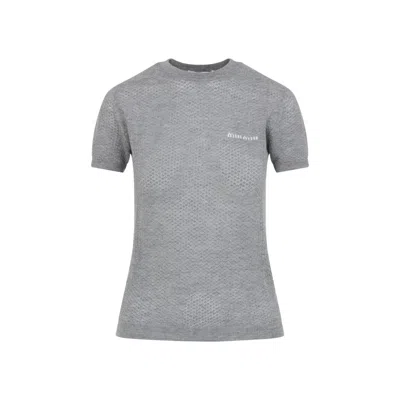 Miu Miu Textured Grey Cashmere T-shirt