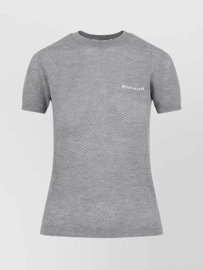 MIU MIU TEXTURED PATTERN CASHMERE T-SHIRT