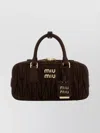Miu Miu The Boxy Satchel Shoulder Bag In Suede In Brown