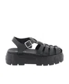 Miu Miu Logo-embossed Chunky Caged Sandals In Black