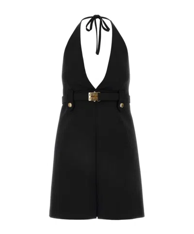 Miu Miu Grain De Poudre Halter Dress In Black