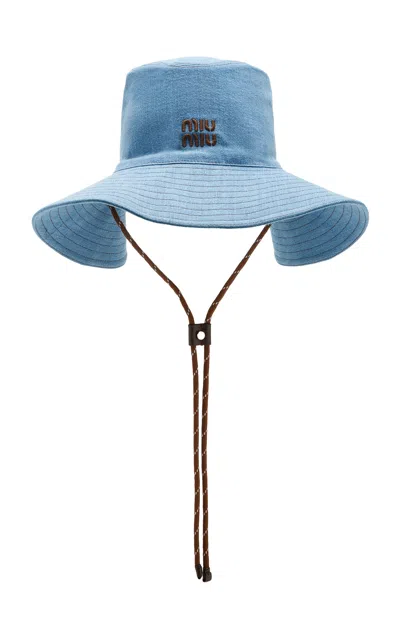 Miu Miu Toggle Denim Hat In Blue