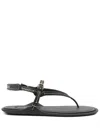 Miu Miu Leather Flat Sandals In Black  