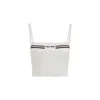 Miu Miu Cropped Textured Knit Top With Contrasting Stripes In White