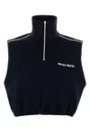 Miu Miu High Neck Polyester Blend Top Elastic In Blue
