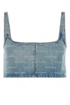 Miu Miu Printed Denim Crop-top