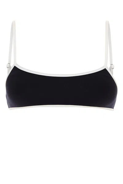 Miu Miu Top Bikini In Nylon Stretch Blu Notte  Donna In Black