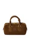 Miu Miu Arcadie Suede Leather Satchel With Padding In Brown