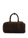 Miu Miu Large Suede Tote Bag With Shoulder Strap In Brown