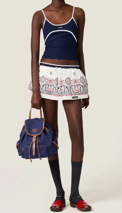 Miu Miu Stretch Jersey Top Floral Design In Multi