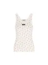 Miu Miu Floral-pattern Logo-label Tank Top In White