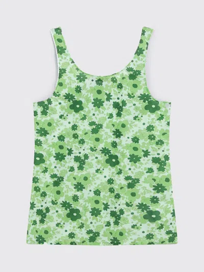 Miu Miu Green Floral Stretch Polyamide-blend Top In Multi
