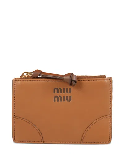 Miu Miu Top-zip Wallet In Brown